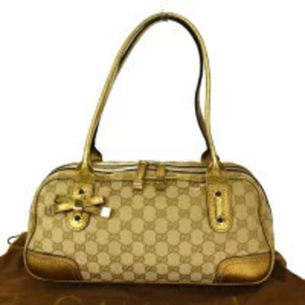 Gucci Princy Shoulder Bag GG beige gold canvas leather